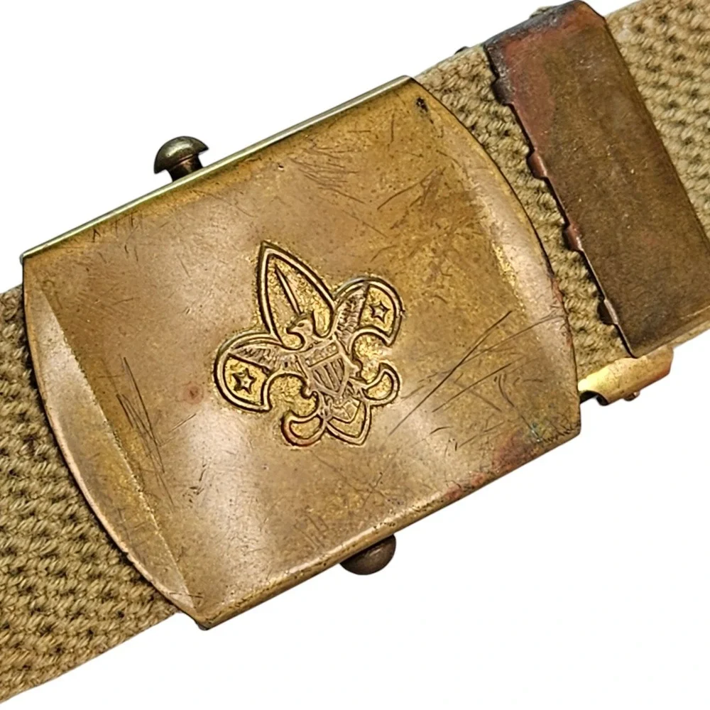 Boy Scout Of America‎  BSA tan belt 1950-60s anchor mark brass buckle